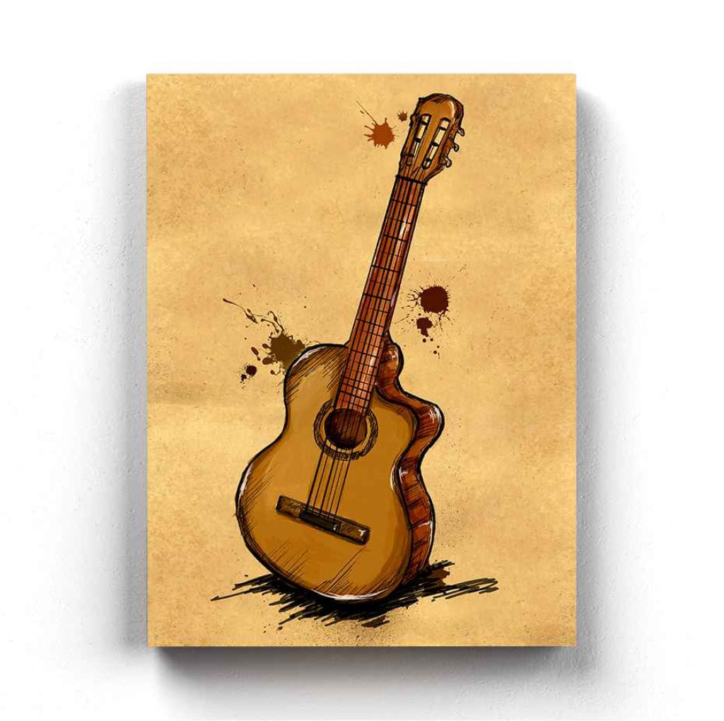 Lets Play Guitar - Vintage Art Frame For Wall Decor- Funkydecors Xs / Canvas Posters Prints & Visual