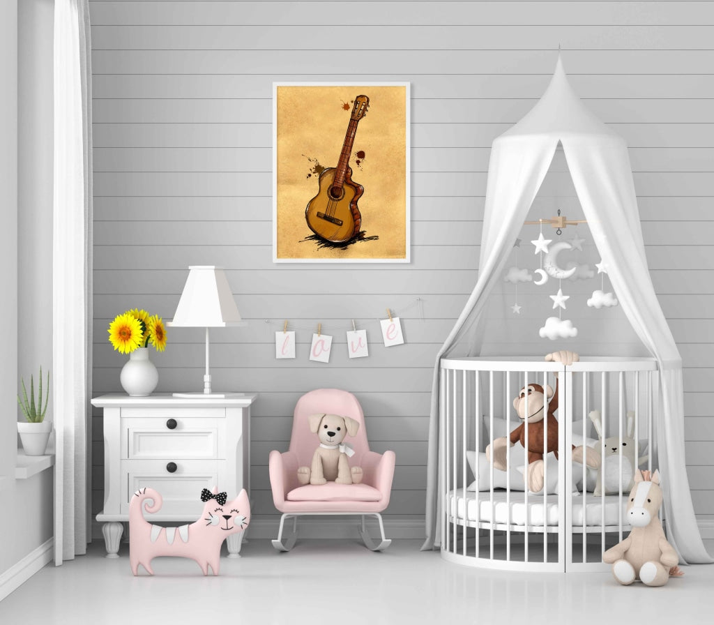 Lets Play Guitar - Vintage Art Frame For Wall Decor- Funkydecors Xs / White Posters Prints & Visual