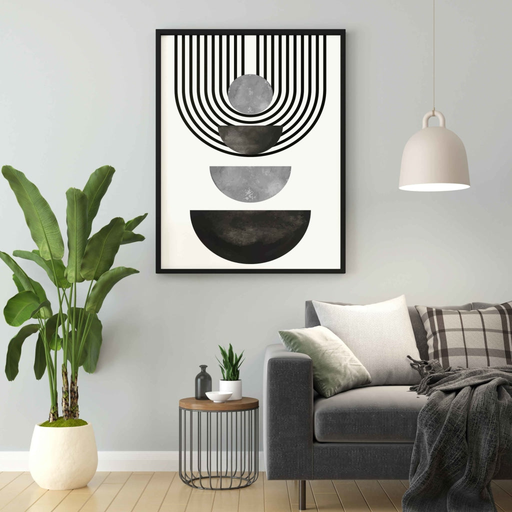 Line Cluster - Achromatic Art Frame For Wall Decor- Funkydecors Xs / Black Posters Prints &amp; Visual