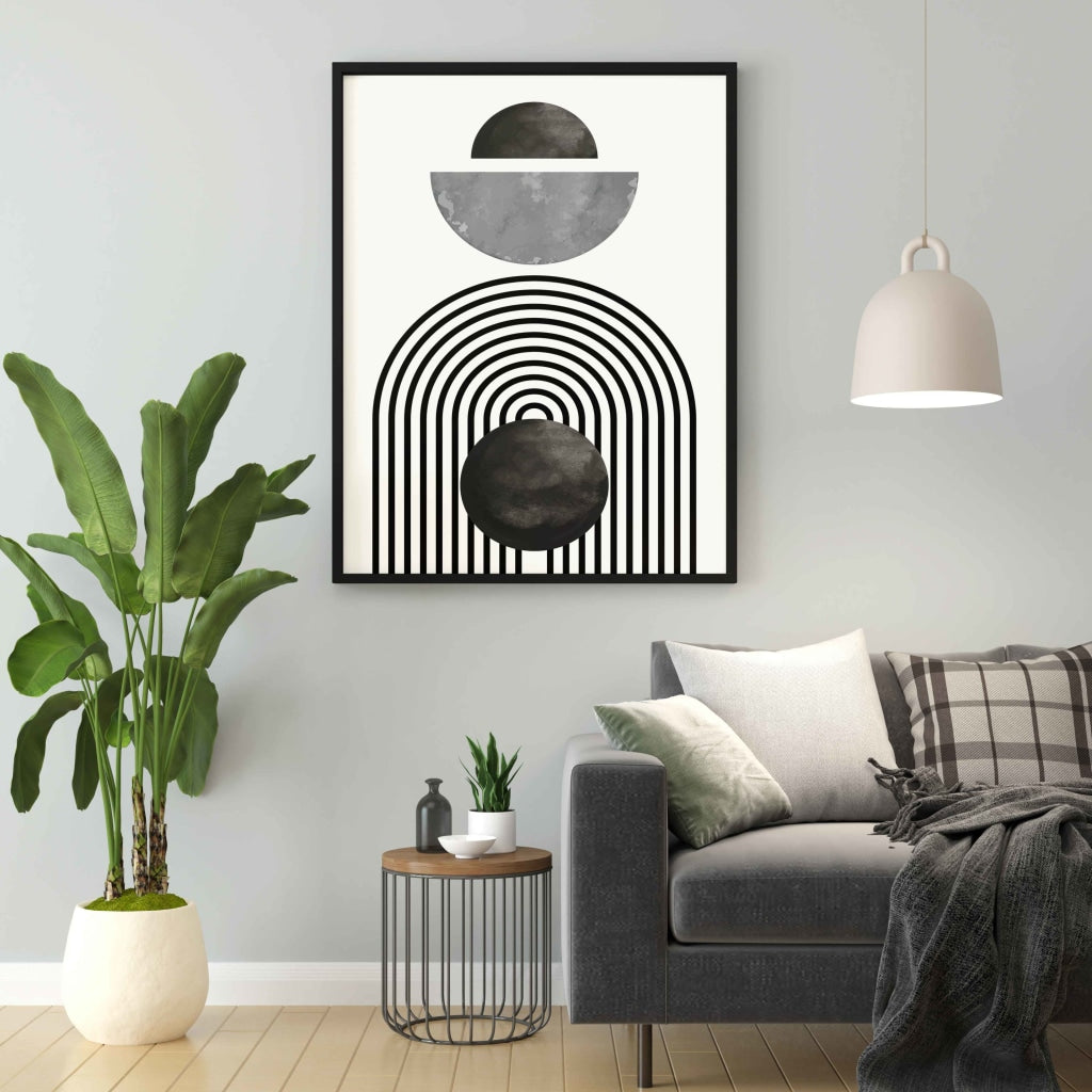 Line Cluster - Achromatic Art Frame For Wall Decor- Funkydecors Xs / Black Posters Prints & Visual