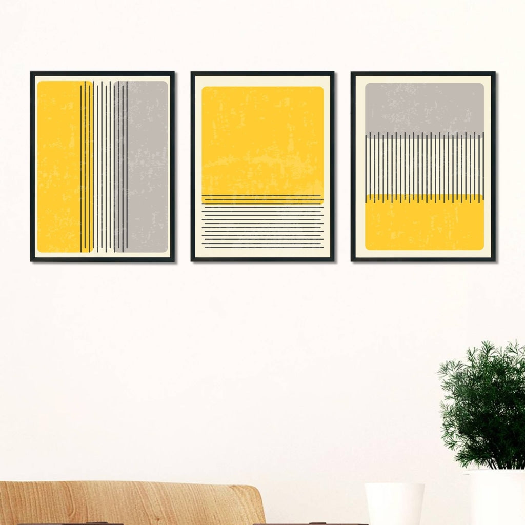 Line Outline - Geometric 3 Panels Art Frame For Wall Decor- Funkydecors Xs / Black Posters Prints &