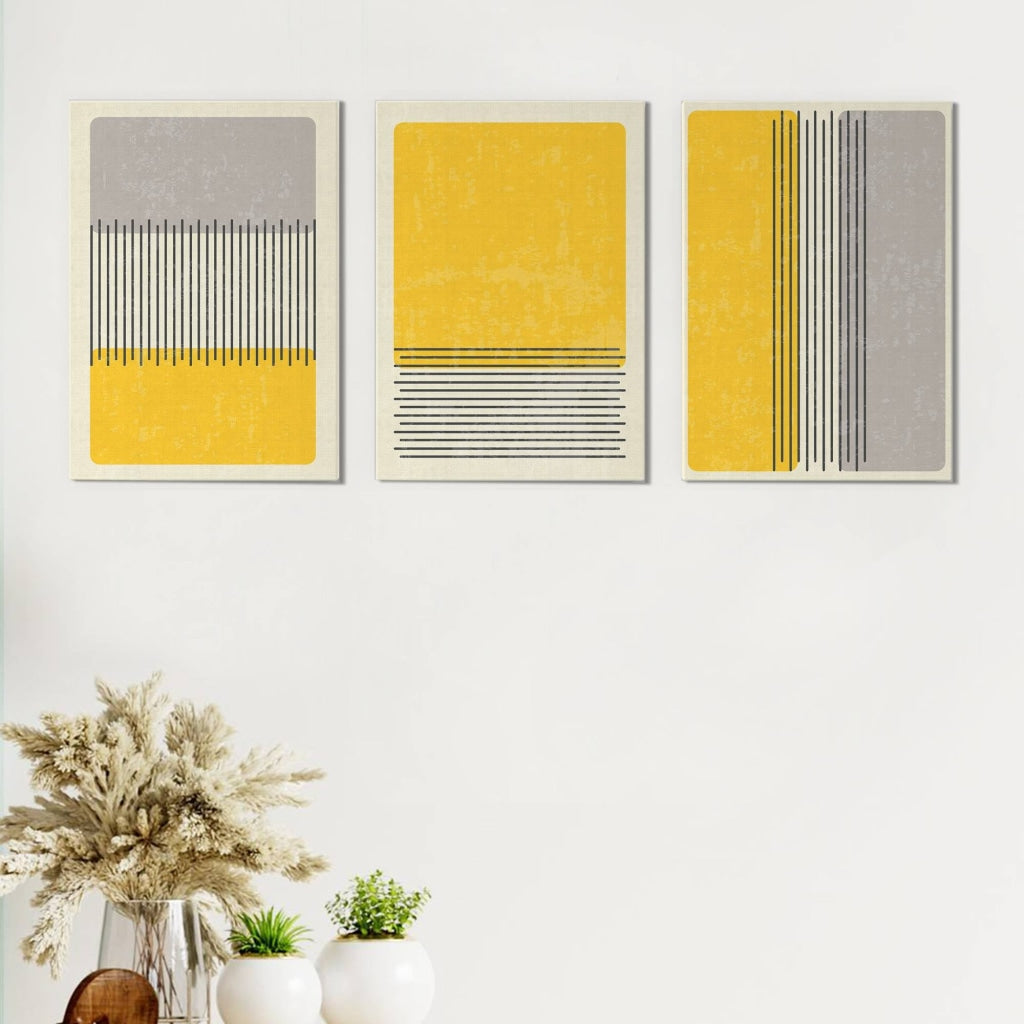Line Outline - Geometric 3 Panels Art Frame For Wall Decor- Funkydecors Xs / Canvas Posters Prints &amp;