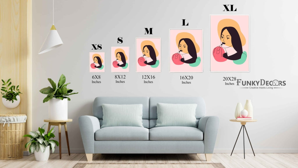 Lipstick Pop Art Women Portrait Frame For Wall Decor- Funkydecors Posters Prints & Visual Artwork