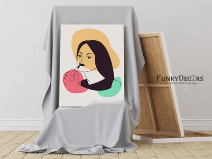 Lipstick Pop Art Women Portrait Frame For Wall Decor- Funkydecors Posters Prints & Visual Artwork