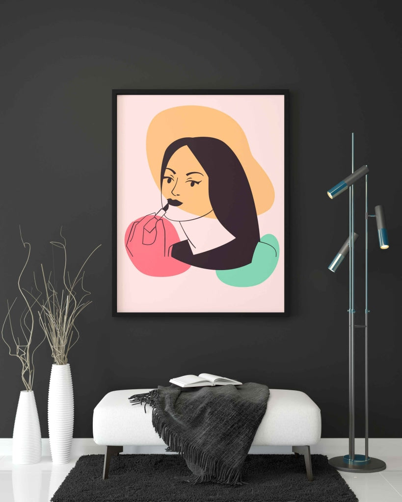 Lipstick Pop Art Women Portrait Frame For Wall Decor- Funkydecors Xs / Black Posters Prints &amp; Visual