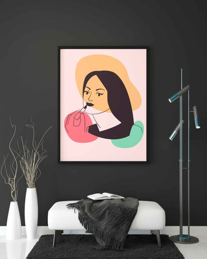 Lipstick Pop Art Women Portrait Frame For Wall Decor- Funkydecors Xs / Black Posters Prints & Visual