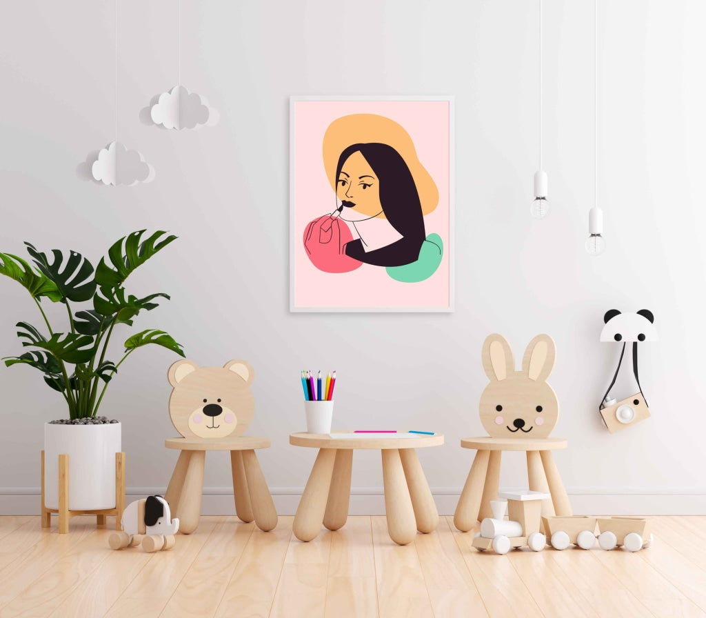 Lipstick Pop Art Women Portrait Frame For Wall Decor- Funkydecors Xs / White Posters Prints &amp; Visual