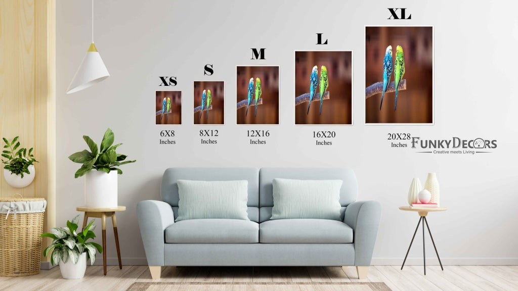 Love Birds - Animal Art Frame For Wall Decor- Funkydecors Posters Prints &amp; Visual Artwork