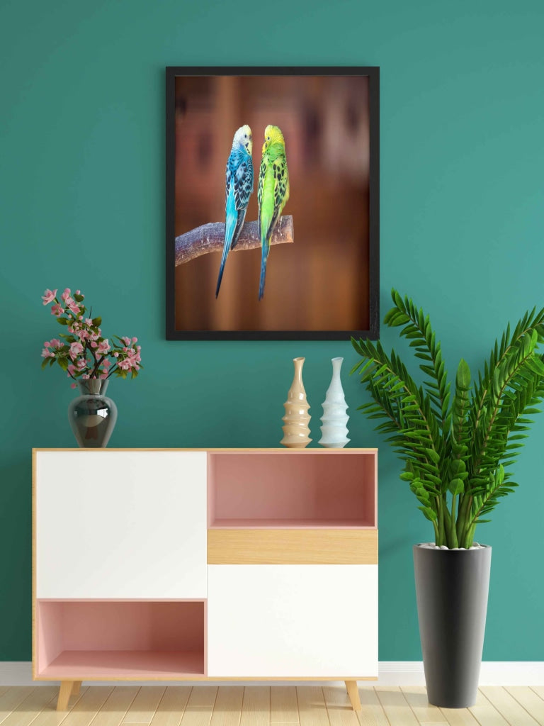 Love Birds - Animal Art Frame For Wall Decor- Funkydecors Xs / Black Posters Prints &amp; Visual Artwork