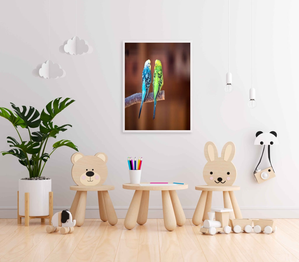 Love Birds - Animal Art Frame For Wall Decor- Funkydecors Xs / White Posters Prints &amp; Visual Artwork