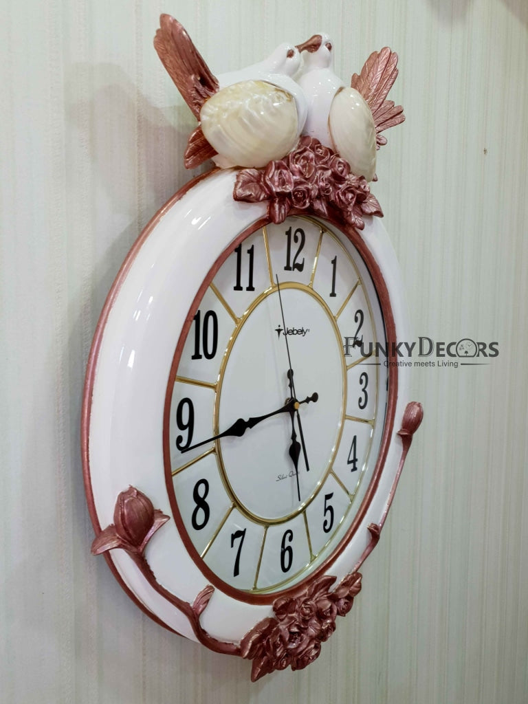 Love Birds Marble Wall Clock For Home Office Decor And Gifts 60 Cm Tall- Funkydecors Clocks