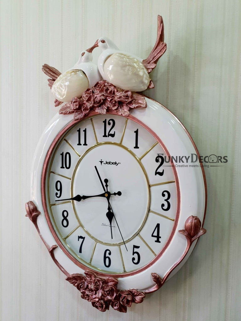 Love Birds Marble Wall Clock For Home Office Decor And Gifts 60 Cm Tall- Funkydecors Clocks