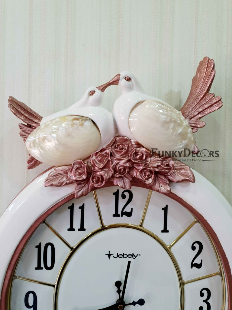 Love Birds Marble Wall Clock For Home Office Decor And Gifts 60 Cm Tall- Funkydecors Clocks