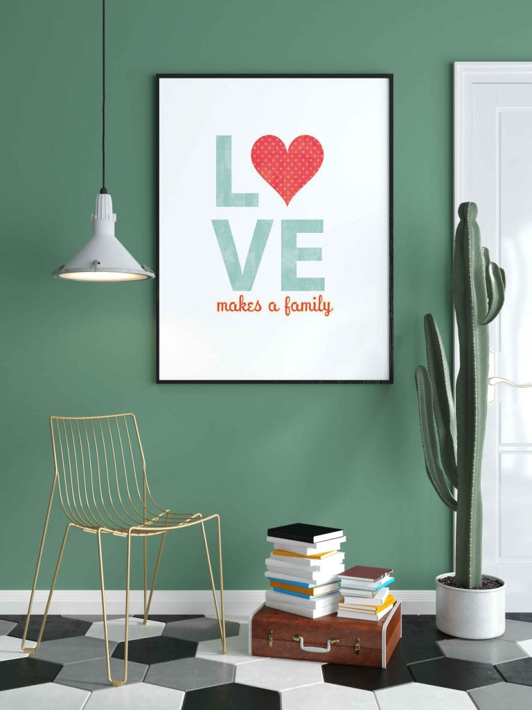 Love Makes A Family - Quotes Art Frame For Wall Decor- Funkydecors Xs / Black Posters Prints &amp;