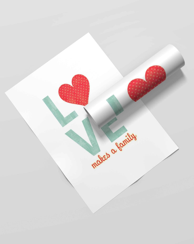 Love Makes A Family - Quotes Art Frame For Wall Decor- Funkydecors Xs / Roll Posters Prints &amp; Visual