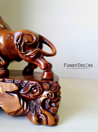 Lucky Feng Shui Bull Sculpture In Brown Decorative Showpiece Animal Figurine- Funkydecors Figurines