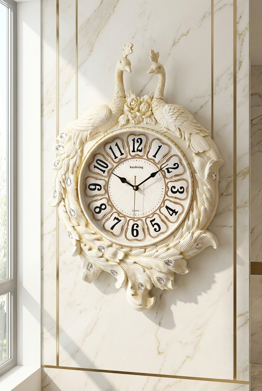 luxury peacock designer wall clock premium fibre decorative wall clock india