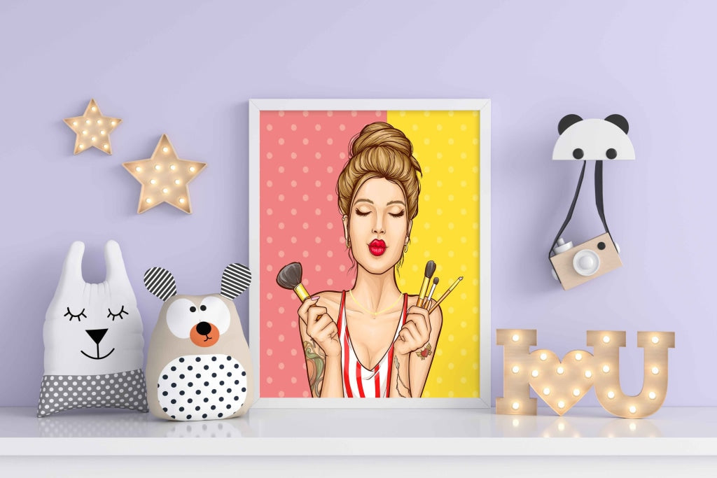 Make Up Queen Pop Art Frame For Wall Decor- Funkydecors Xs / White Posters Prints &amp; Visual Artwork