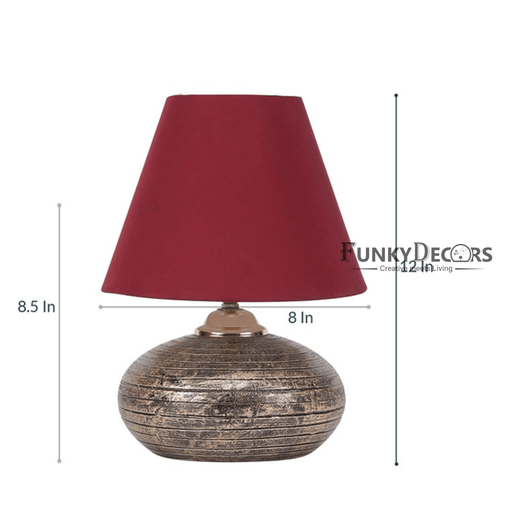 Maroon Fabric Shade Table Lamp For Christmas Anniversary Birthday Gift Home And Office Decor Lamps