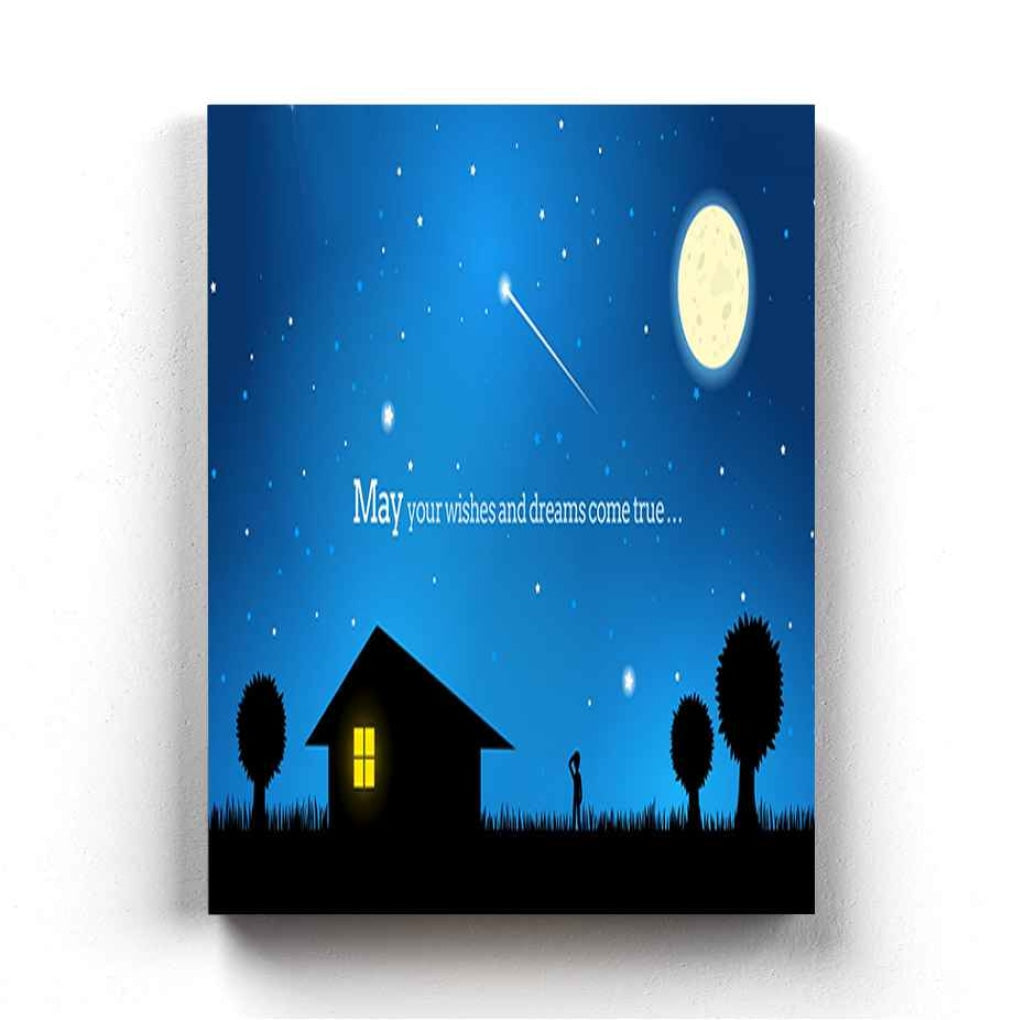 May Your Wishes And Dreams Come True - Life Quotes Art Frame For Wall Decor- Funkydecors Xs / Canvas