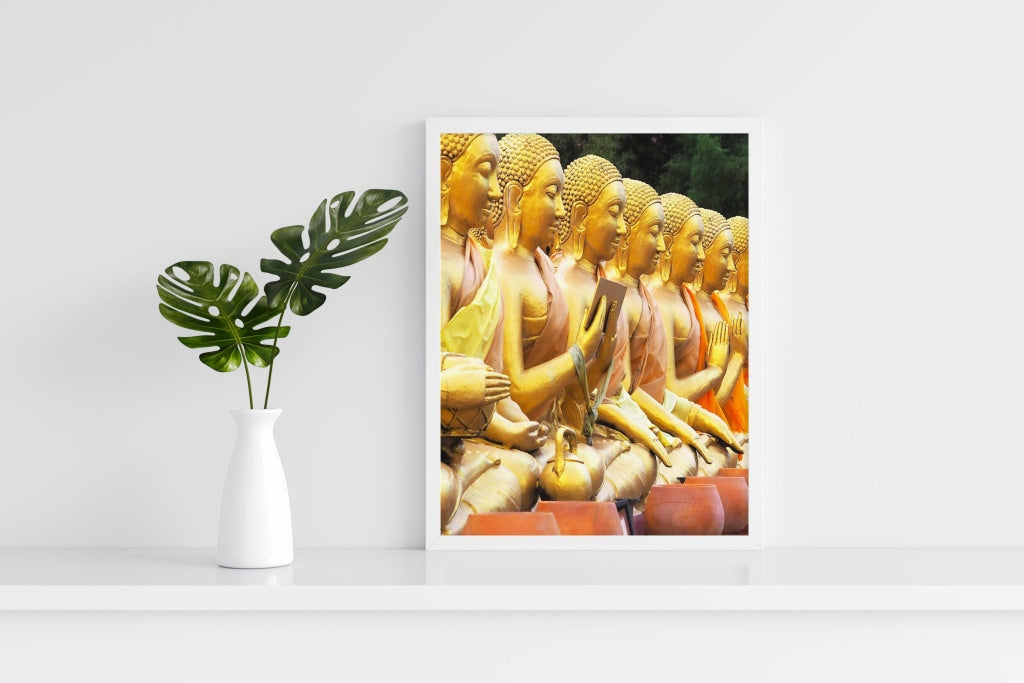 Meditating Buddhas - Spiritual Art Frame For Wall Decor- Funkydecors Xs / White Posters Prints &amp;