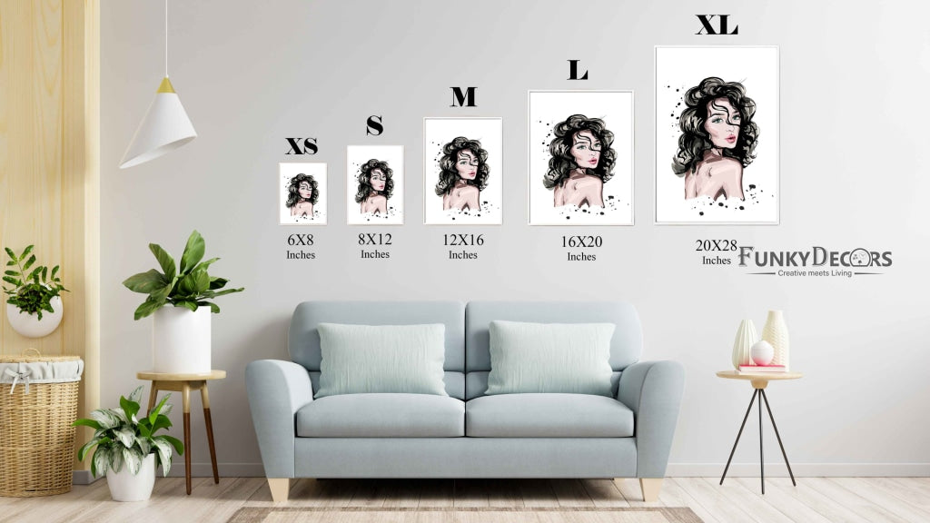Messy Hair Women Fashion Art Frame For Wall Decor- Funkydecors Posters Prints &amp; Visual Artwork