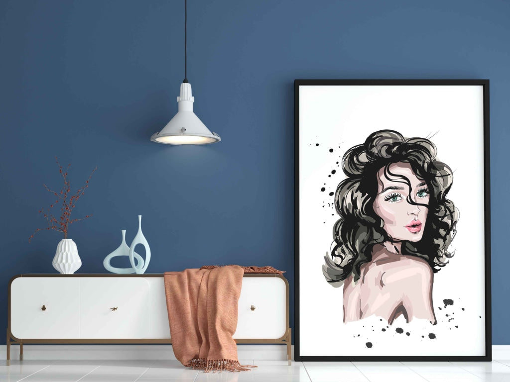 Messy Hair Women Fashion Art Frame For Wall Decor- Funkydecors Xs / Black Posters Prints &amp; Visual