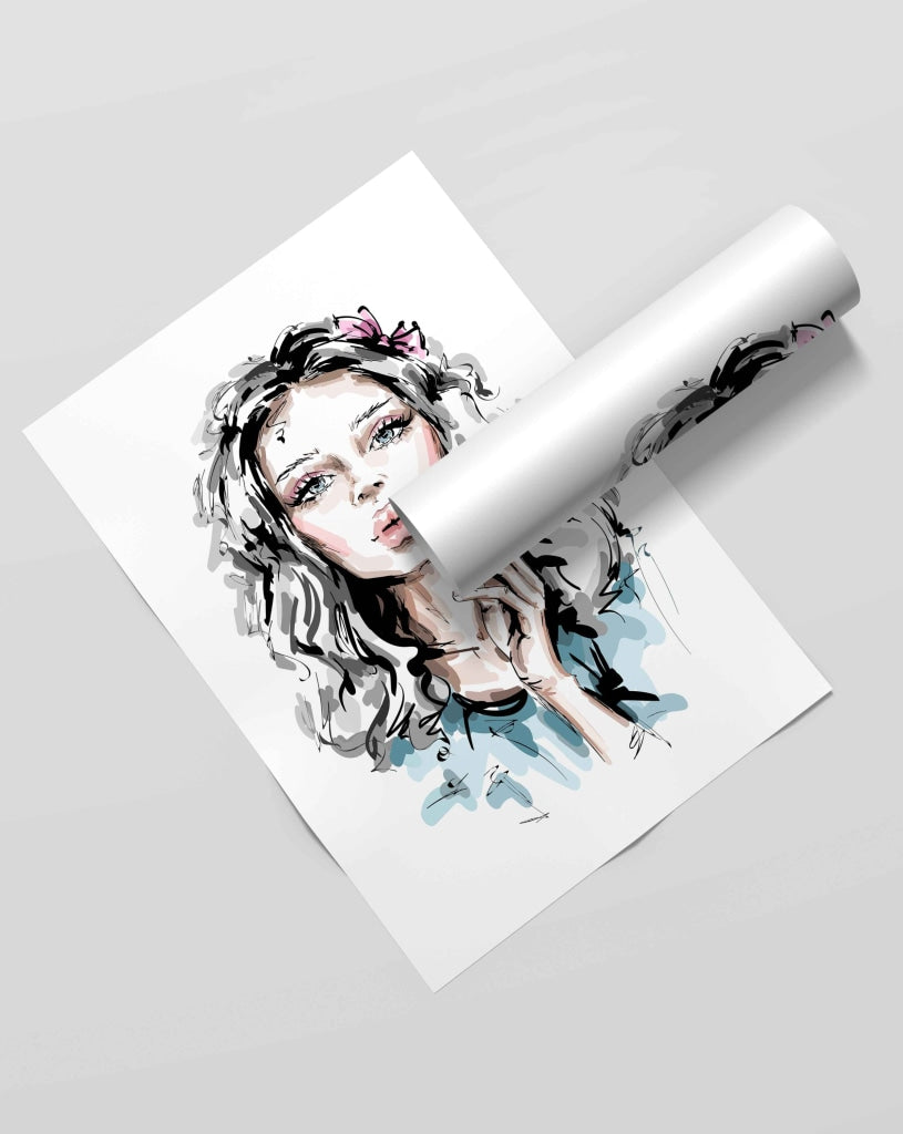 Messy Hair Women Fashion Art Frame For Wall Decor- Funkydecors Xs / Roll Posters Prints &amp; Visual