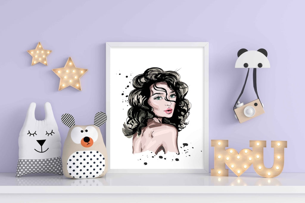 Messy Hair Women Fashion Art Frame For Wall Decor- Funkydecors Xs / White Posters Prints &amp; Visual