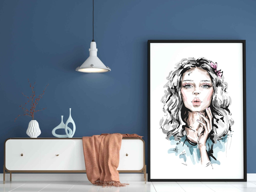 Messy Hair Women Fashion Art Frame For Wall Decor- Funkydecors Xs / White Posters Prints &amp; Visual