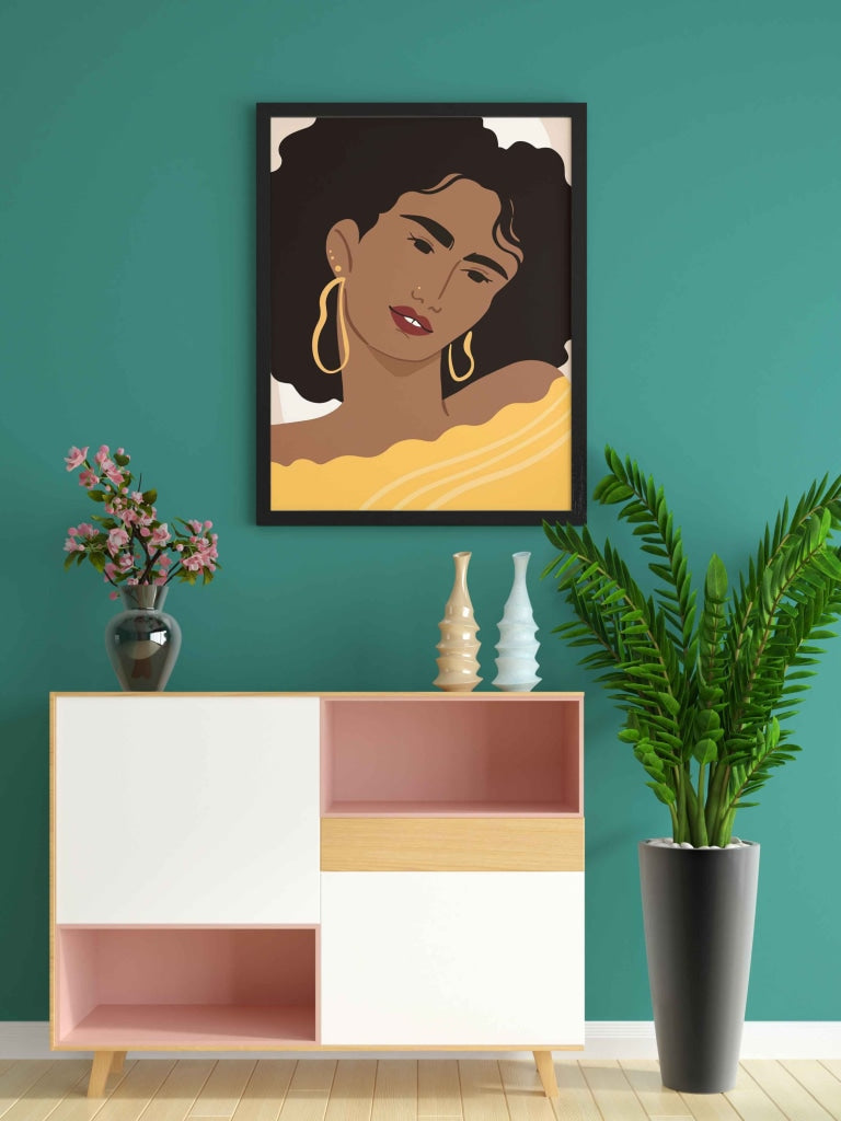 Messy Hair Women Portrait Art Frame For Wall Decor- Funkydecors Xs / Black Posters Prints & Visual