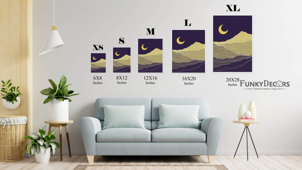 Midnight Moon - Abstract 3 Panels Art Frame For Wall Decor- Funkydecors Posters Prints & Visual