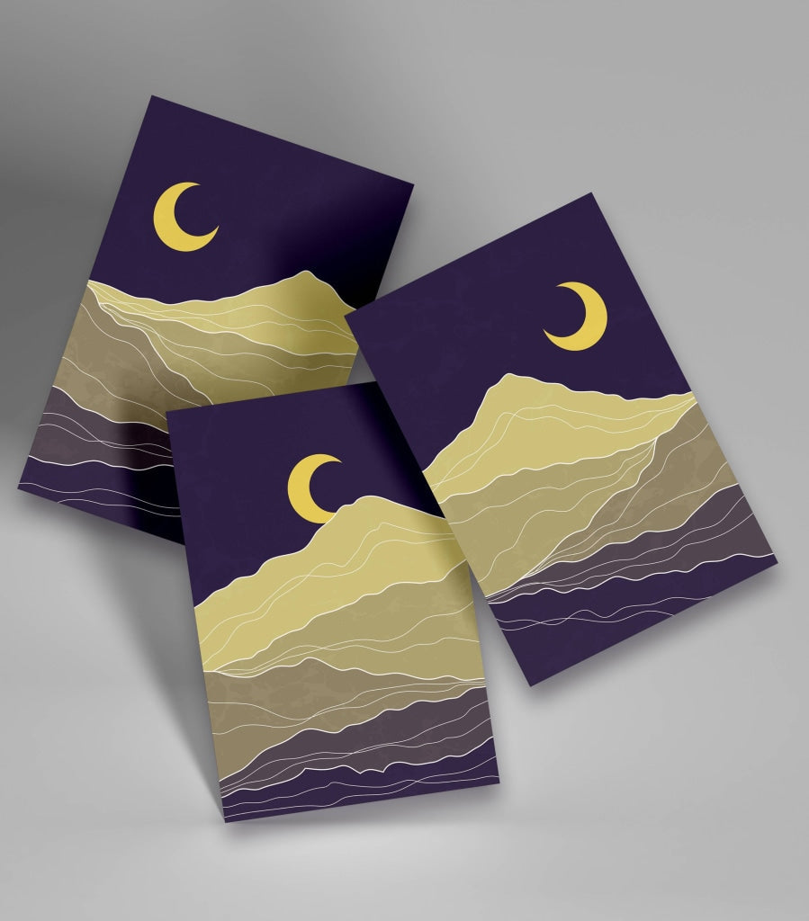 Midnight Moon - Abstract 3 Panels Art Frame For Wall Decor- Funkydecors Xs / Roll Posters Prints &amp;