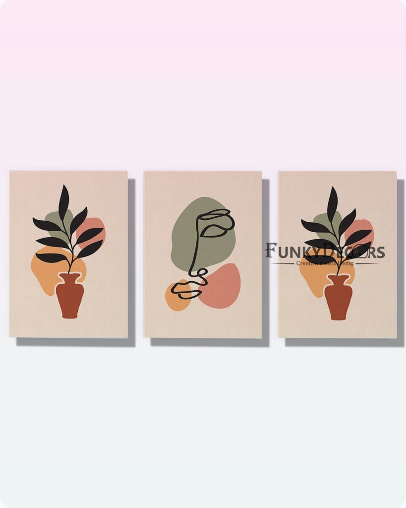 Minimal 3 Panels Art Frame For Wall Decor- Funkydecors Posters Prints & Visual Artwork