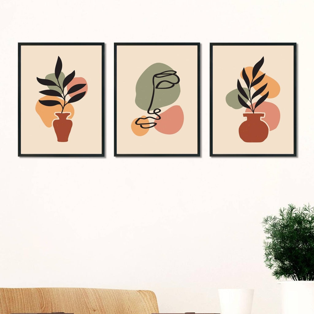 Minimal 3 Panels Art Frame For Wall Decor- Funkydecors Xs / Black Posters Prints & Visual Artwork