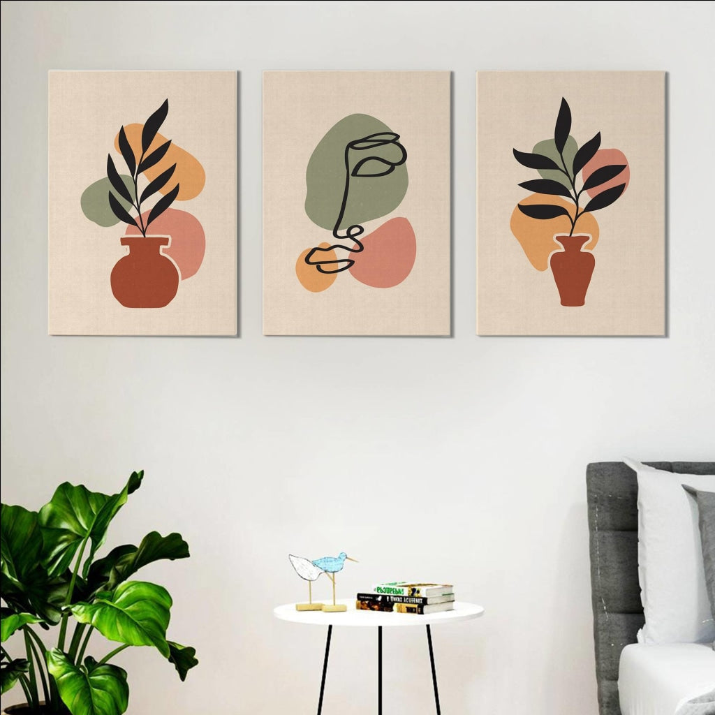 Minimal 3 Panels Art Frame For Wall Decor- Funkydecors Xs / Canvas Posters Prints & Visual Artwork