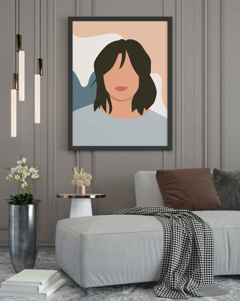 Minimal Design Women Portrait Art Frame For Wall Decor- Funkydecors Xs / Black Posters Prints &