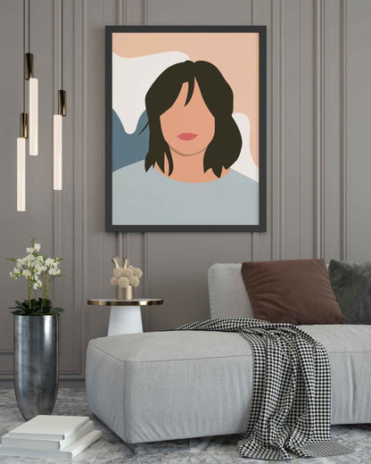 Minimal Design Women Portrait Art Frame For Wall Decor- Funkydecors Xs / Black Posters Prints &