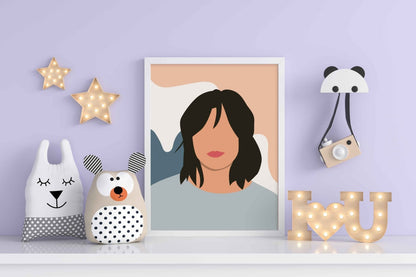 Minimal Design Women Portrait Art Frame For Wall Decor- Funkydecors Xs / White Posters Prints &