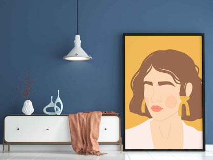 Minimal Women Design Portrait Art Frame For Wall Decor- Funkydecors Xs / Black Posters Prints &