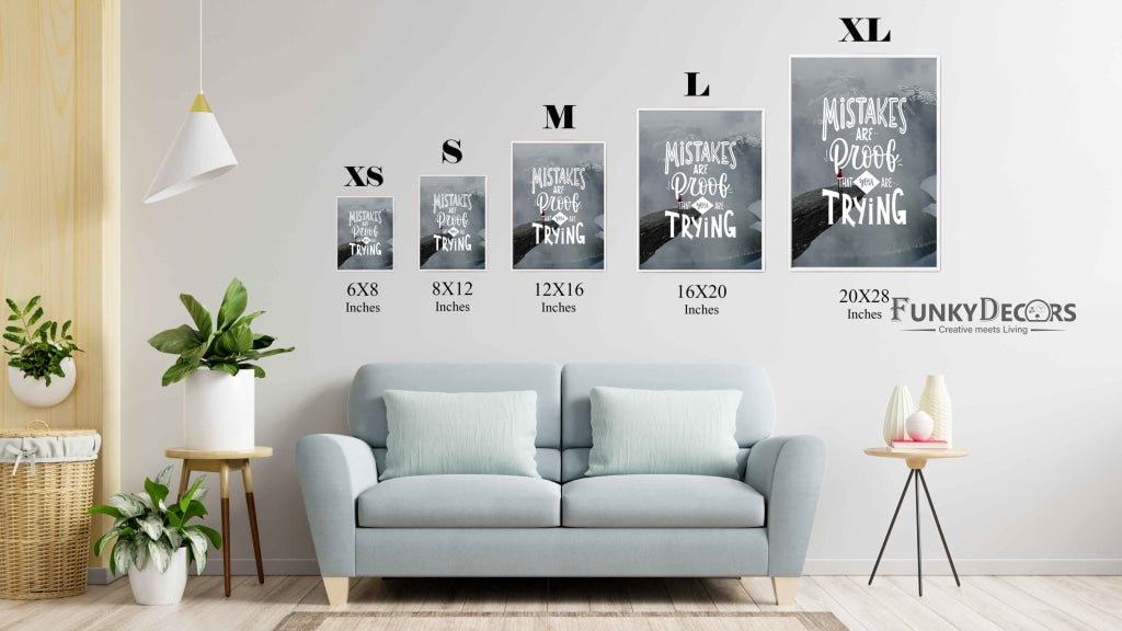 Mistake Are Proof That You Trying - Motivation Quotes Art Frame For Wall Decor- Funkydecors Posters