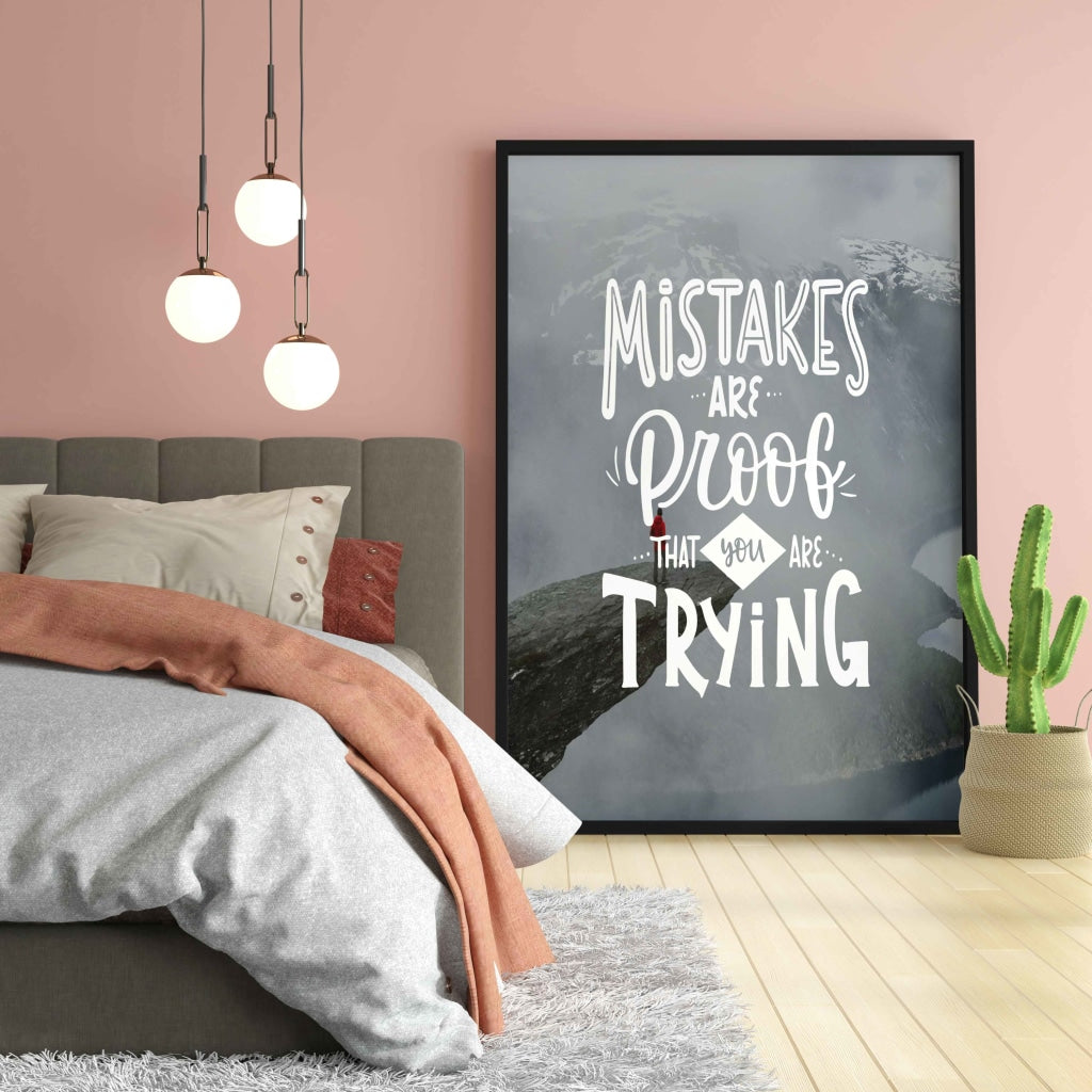 Mistake Are Proof That You Trying - Motivation Quotes Art Frame For Wall Decor- Funkydecors Xs /