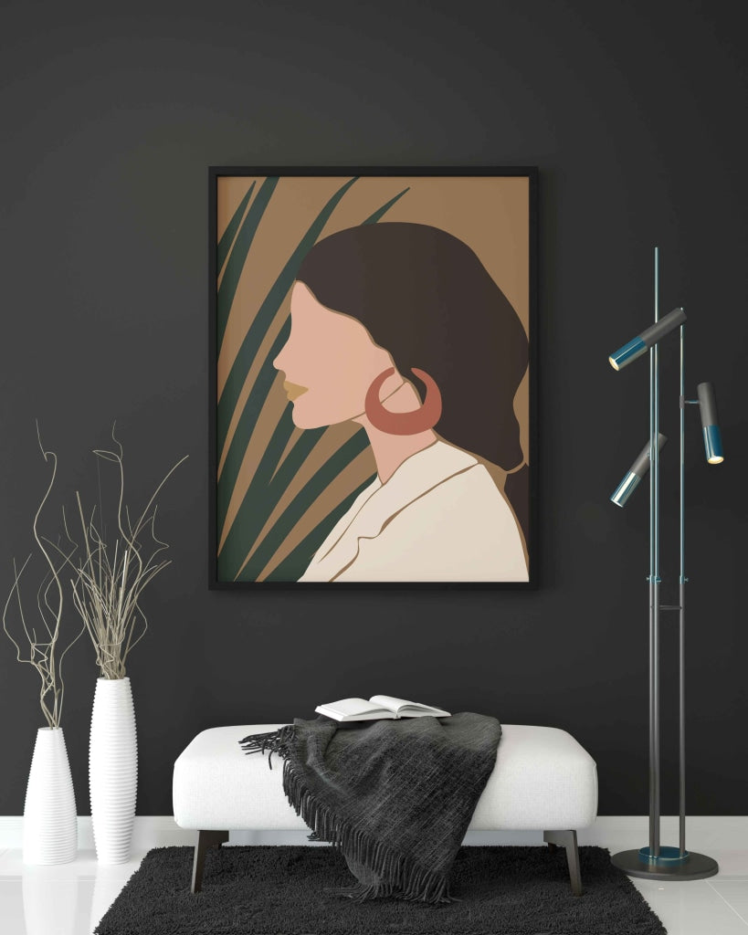 Modish Design Women Portrait Art Frame For Wall Decor- Funkydecors Xs / Black Posters Prints &