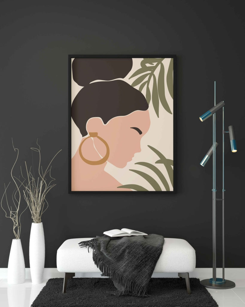 Modish Design Women Portrait Art Frame For Wall Decor- Funkydecors Xs / Black Posters Prints &