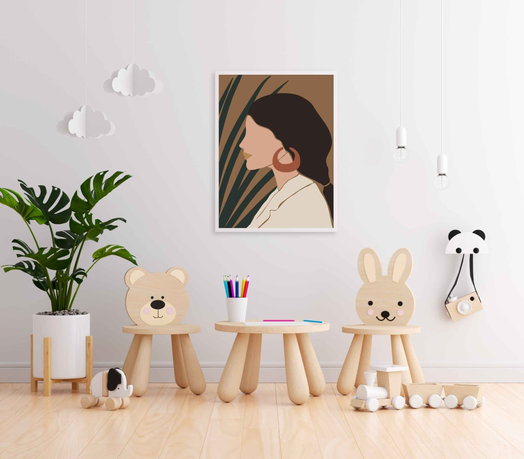 Modish Design Women Portrait Art Frame For Wall Decor- Funkydecors Xs / White Posters Prints &