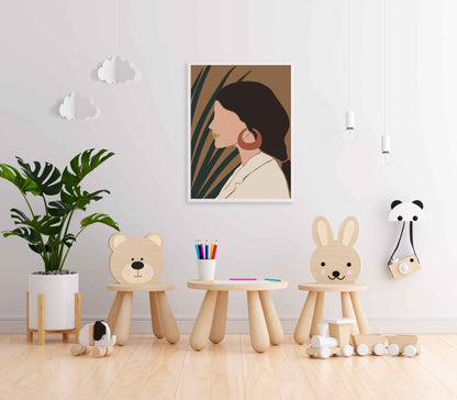 Modish Design Women Portrait Art Frame For Wall Decor- Funkydecors Xs / White Posters Prints &
