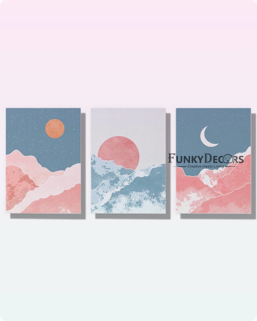 Moody Cloud - Minimal 3 Panels Art Frame For Wall Decor- Funkydecors Posters Prints & Visual Artwork