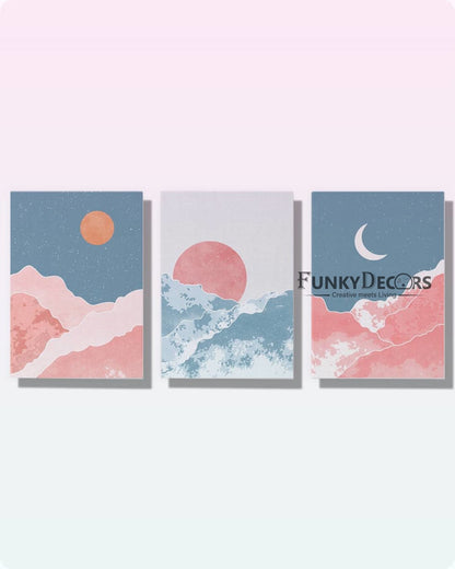 Moody Cloud - Minimal 3 Panels Art Frame For Wall Decor- Funkydecors Posters Prints & Visual Artwork