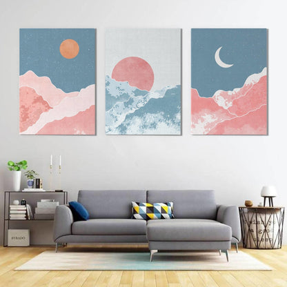 Moody Cloud - Minimal 3 Panels Art Frame For Wall Decor- Funkydecors Xs / Canvas Posters Prints &