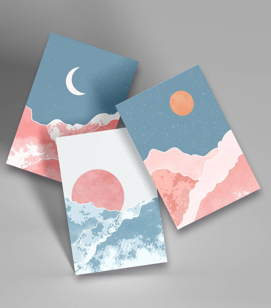 Moody Cloud - Minimal 3 Panels Art Frame For Wall Decor- Funkydecors Xs / Roll Posters Prints &amp;